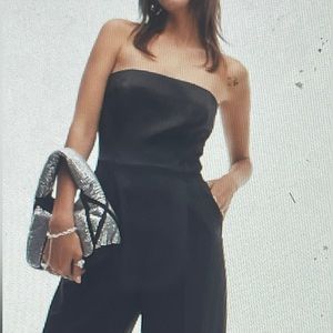 Topshop Petite Tailored Bandeau strapless Jumpsuit in black size 2 NWOT